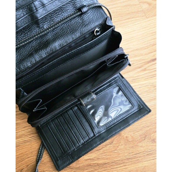 Brighton Leather Crossbody Mini Bag Black and Brown Wallet - Picture 6 of 14